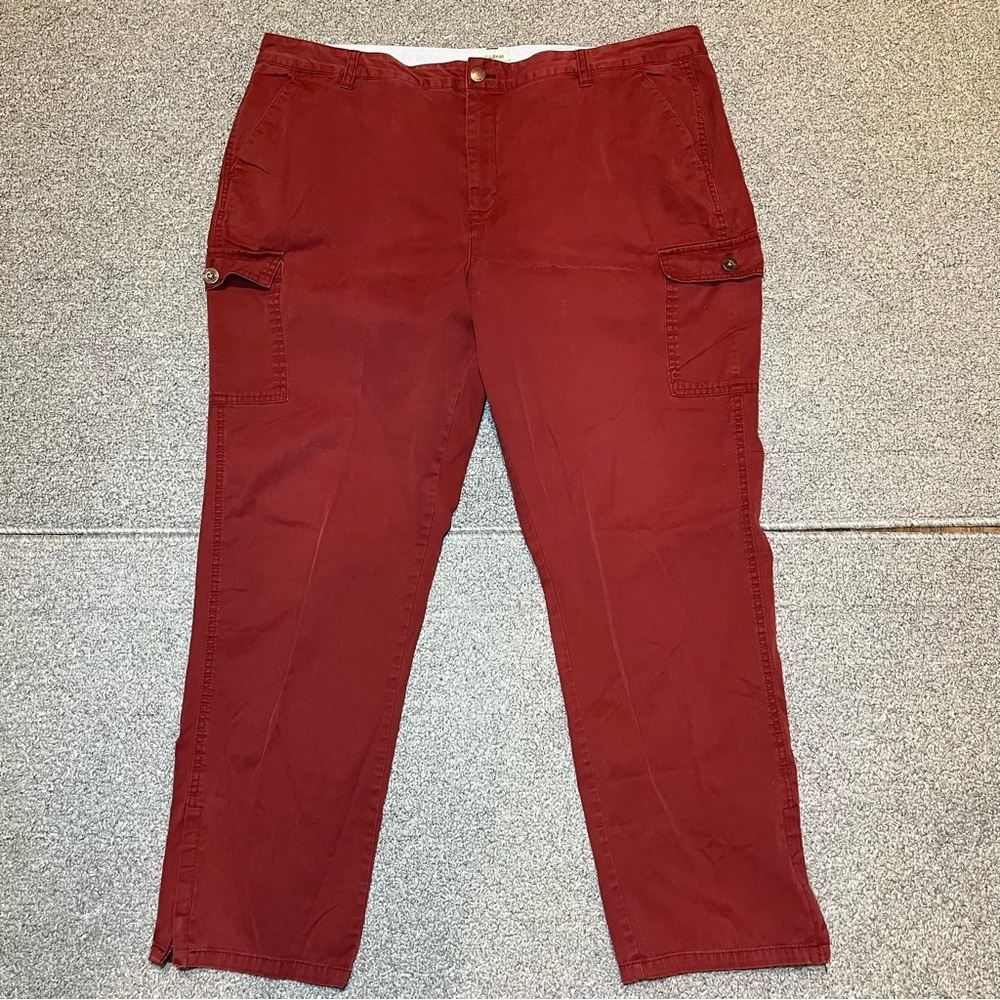 LL Bean Classic Fit Cargo Pants Womens Size 20 Petite Red Stretch Hiking Outdoor